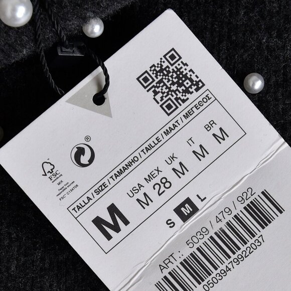 NWT Zara Soft Feel Pearl Sweater Gray Size Medium - Picture 7 of 10